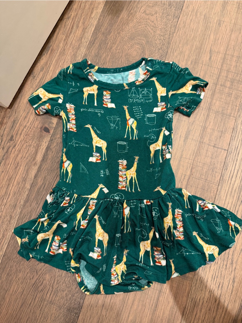Posh Peanut Emerald Green Giraffe Print Twirl Dress